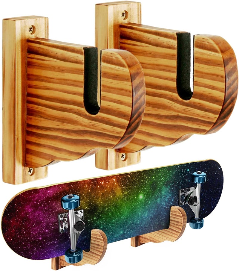 BiJun Skateboard Wall Mount, Snowboard Wall Mount Display, Acrylic Horizontal Skateboards Rack, Skateboard Storage Hanger (Retro) - Image 1